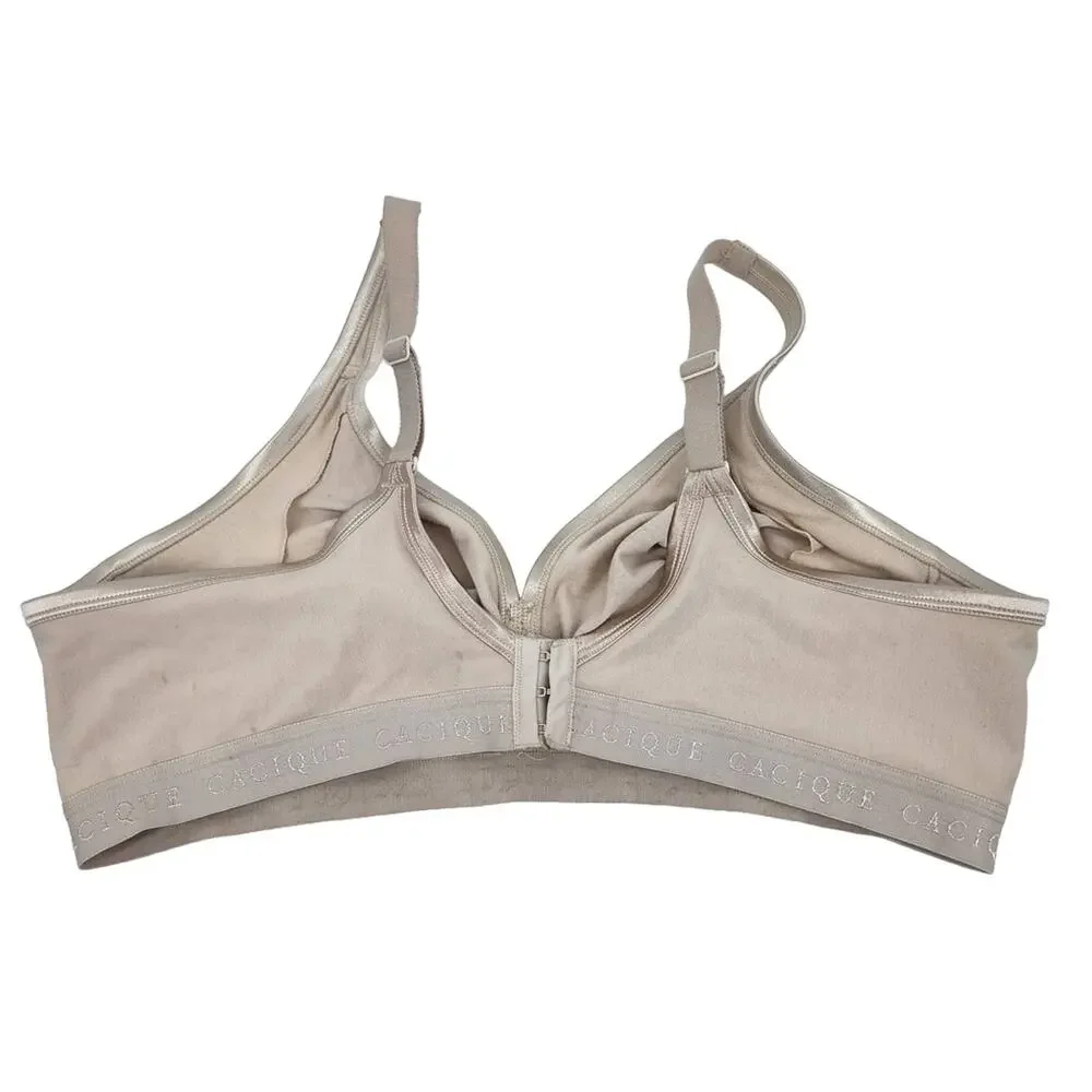 Cacique Unlined Wire Free Full Coverage Wide Band Bra Size 46C